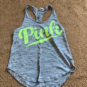 Heathered grey PINK racer back tank